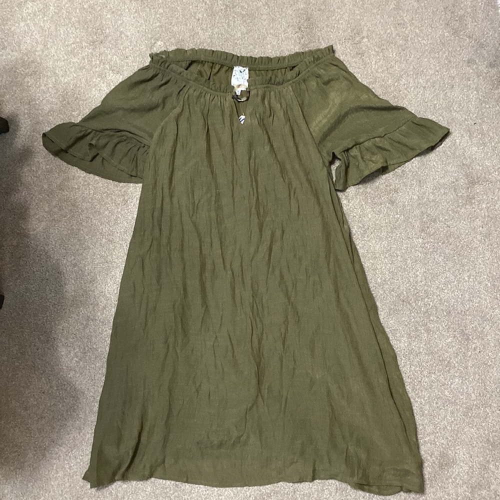 Naïf Green Off The Shoulder Mini Dress Size M
